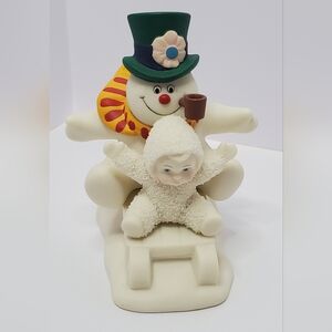 Department 56 Snowman with Child Figurine - Cream and Green